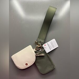 Lululemon Dual Wrist Pouch- Grey Sage/Light Ivory